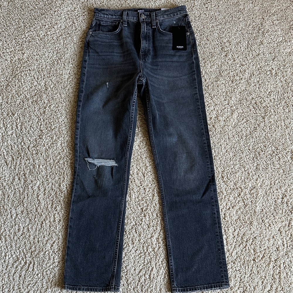 Hudson Jeans Charcoal Straight-Leg Denim